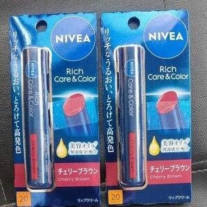 ニベア リッチケア＆カラーリップ チェリーブラウン 2g × ２個セット