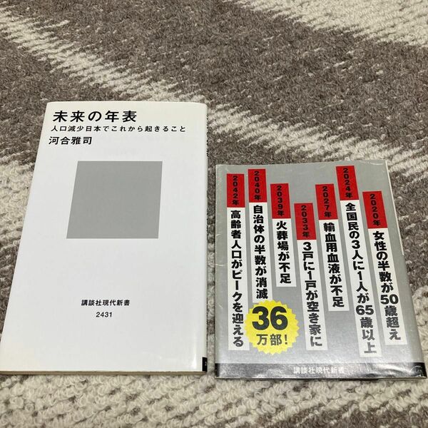 未来の年表　人口減少日本でこれから起きること （講談社現代新書　２４３１） 河合雅司／著