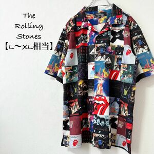 美品★The Rolling Stones/ザ・ローリングストーンズ★半袖開襟シャツ★総柄★L〜XL