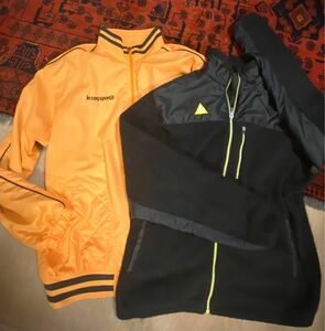 le coq sportif★2枚SET メンズLサイズ★オレンジ&BLACK/スタイリッシュジャージ&カジュアルフリースウェア★