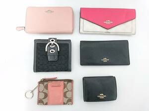 【業者様向け商材】直営店購入品含む COACH コーチ 財布 計6点セット/ウォレット/クロスグレーン/シグネチャー/カラーブロック/6-RYQ74