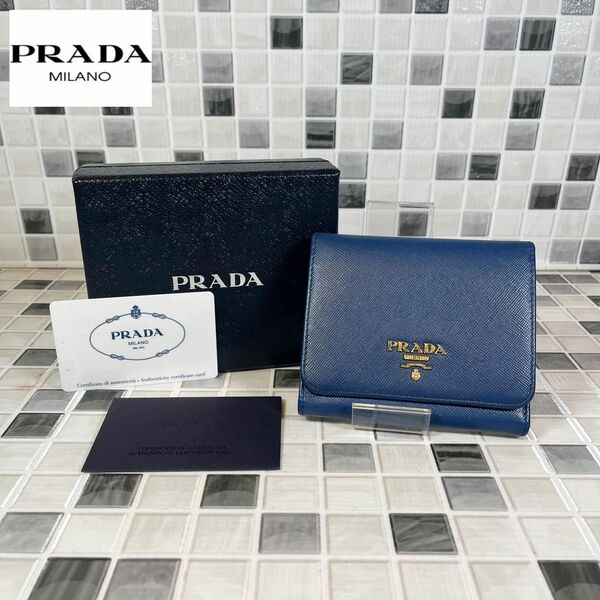 PRADA プラダ　サフィアーノ レザー　折り財布　コンパクトウォレット 77