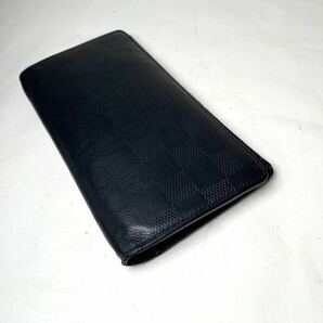 542 1円■LOUIS VUITTON ルイヴィトン N63010 ダミエアンフィニ ポルトフォイユブラザ 二つ折り 長財布 ウォレット ブラック系の画像3