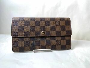 567 美品　1円 LOUIS VUITTON ルイヴィトン N61734 ダミエ ポルトフォイユサラ 二つ折り 長財布 ウォレット レディース ブラウン系 