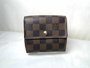 574 美品　ルイヴィトン LOUIS VUITTON Wホック財布 N61652 ポルトモネビエカルトクレディ ダミエキャンバス エベヌ 財布 ダミエ