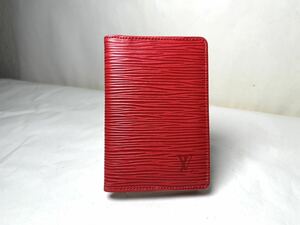 1円 極美品 ルイヴィトン LOUIS VUITTON エピ オーガナイザー・ドゥ・ポッシュ カードケース 二つ折り M63582 レッド　名刺入れ