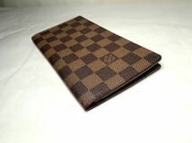 585 美品1円 LOUIS VUITTON ルイヴィトン N61823 ダミエ ポルトバルール カルトクレディ 二つ折り 長財布 ウォレット_画像3