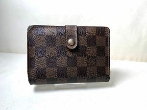 609 1円 LOUIS VUITTON ルイヴィトン N61663 ダミエ ポルトフォイユ ヴィエノワ がま口 二つ折り 財布 ウォレット ブラウン系 