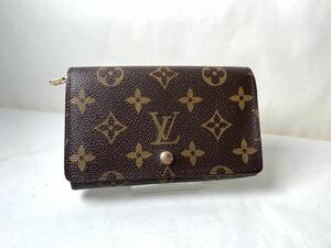 614 外観美品　1円 LOUIS VUITTON ルイヴィトン M61730 モノグラム ポルトモネ ビエ トレゾール 二つ折り 財布 ブラウン系 