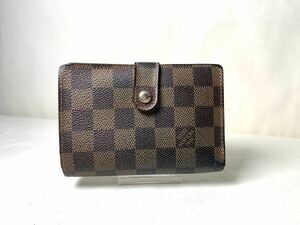 650 美品　1円 LOUIS VUITTON ルイヴィトン N61663 ダミエ ポルトフォイユ ヴィエノワ がま口 二つ折り 財布 ウォレット ブラウン系 