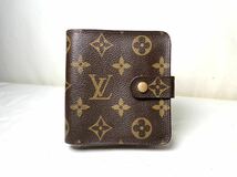 651 美品 1円 LOUIS VUITTON ルイヴィトン M61667 モノグラム コンパクトジップ 二つ折り 財布 ウォレット レディース メンズ ブラウン系 _画像1