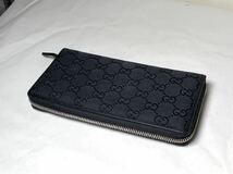  ★美品 GUCCI グッチ GGキャンバス プレート 長財布 ラウンドファスナー ジップ ブラック 黒【鑑定済み 本物保証】　ウォレット　メンズ_画像6