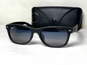 新品同様 Ray-Ban レイバン RB2132F-601S/78 偏光サングラス ニューウェイファーラー ブルー系レンズ マットブラック　55□18