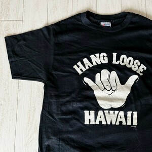 デットストック 新品 80s USA製 ヴィンテージ Hawaii Hang Loose Tシャツ ビンテージ ハワイ ネイビー ビンテージ 古着 VINTAGE 90s 70s