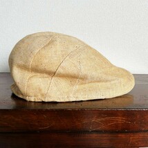 美品 Herman イタリア製 ハーマン ハンチング キャップ 帽子 キャスケット Italy リネン ナチュラル 綺麗 メンズ 59cm _画像3