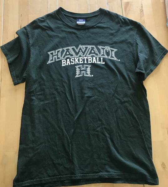 古着　ハワイ大学　バスケットボール　Tシャツ　Lサイズ　グリーン HAWAII BASKETBALL　カレッジ　緑　ハワイ