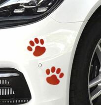 猫 犬 動物 ねこ いぬ 車 肉球 かわいい おしゃれ ステッカー レッド 赤 かわいい 足跡 シール 愛車 車 ドレスアップ_画像7