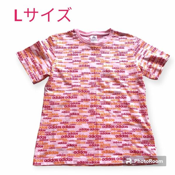 アディダス　 Tシャツ　サイズL　ピンク　 半袖　 半袖Tシャツ　ロゴ　スポーツ　レディース