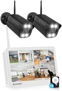 【新品送料無料】【500万画素】防犯カメラ 屋外 ワイヤレス Anakk 防犯カメラセット 2台 wifi 24時間録画 監視カ