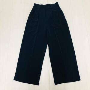 a03972 美品 UNIQLO ユニクロ ワイドパンツ センタープレス ウエストゴム 薄手 S ネイビー レディース 万能 ベーシックカジュアルスタイル