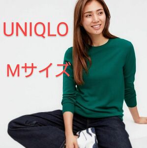 UNIQLO ユニクロ エクストラファインメリノクルーネックセーター Mサイズ グリーン ニット