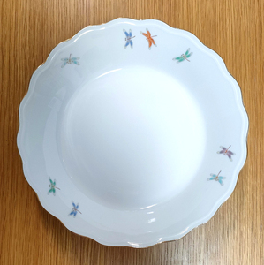 【中古】深川製磁 深皿 金彩 トンボ 盛り鉢 大皿 和食器 陶磁器 陶器 骨董品 昭和レトロ