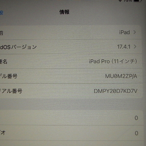 ★ジャンク★iPad Pro 11インチ 64GB MU0M2ZP/A A1934 wifi＋cellular iPadOS17.4.1 スペースグレイ 送料：520円～の画像4