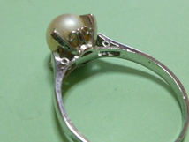 ★アコヤ真珠の指輪ＳＶホワイト８ｍｍ玉　１５．５号　送料２８０円★_画像2