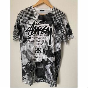 stussy 希少　ワールドツアーTシャツ　ブラック&グレー　Mサイズ　送料込み　デッドストック品　レアモデル