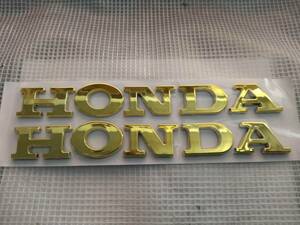 【送料込】HONDA 3Dエンブレム(両面テープ付) ゴールド 2枚組　縦2cm×横15cm プラスチック製　ホンダ