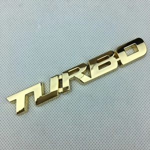 【送料込】TURBO(ターボ) 3Dエンブレム 両面テープ ゴールド 金属製