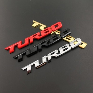 【送料込】TURBO(ターボ) 3Dエンブレム 両面テープ メッキシルバー 金属製 の画像2