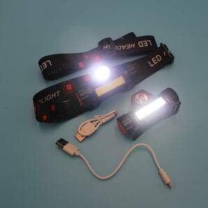 LEDヘッドライト USB充電式 ヘッドランプ ２個 登山 キャンプ 夜 釣り アウトドア ワークライト 作業 cob 小型 懐中電灯 停電 防災 非常用の画像8