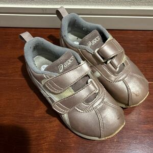 アシックス　asics 18.5cm スニーカー　ゴールドピンク