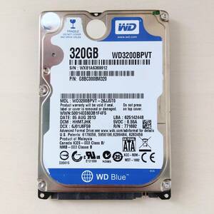 【60】320GB HDD SATA 2.5インチ WD WD3200BPVT ハードディスクドライブ