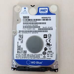 【67】500GB HDD SATA 2.5インチ WD WD5000LPCX ハードディスクドライブ