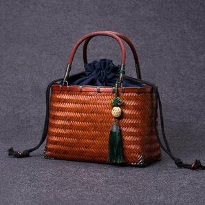 新入荷★手作りの竹編みバッグ、ハンドバッグ織バッグ、竹バスケットバッグの画像1