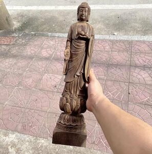  beautiful goods *.. tree sculpture large day .. image ornament .... Buddhist image handicraft height 28cm