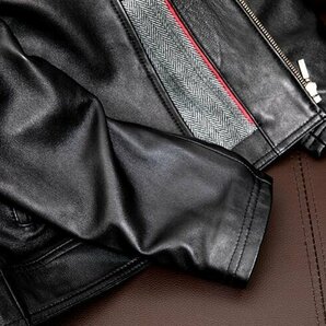 高品質 レザージャケット シングルライダース 革ジャン カウハイド 牛革 バイクレザー 本革 メンズファッション S～5XLの画像8