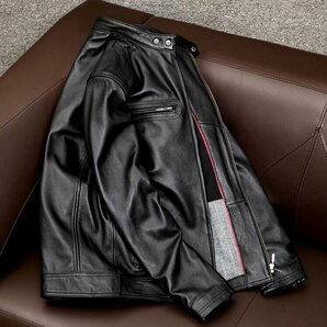 高品質 レザージャケット シングルライダース 革ジャン カウハイド 牛革 バイクレザー 本革 メンズファッション S～5XLの画像4