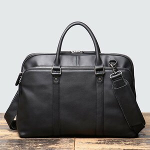  new work original leather cow leather leather hand made men's diagonal ..2way cow leather handmade shoulder bag 15.6 -inch PC correspondence business bag 