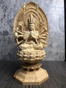  new work finest quality. tree carving tree carving Buddhist image thousand hand . sound bodhisattva . sound image hinoki cypress tree sculpture handicraft ... finishing goods 