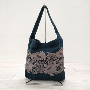 4-0413G◎mina perhonen smile flower holiday bag ホリデーバッグ コットンリネン ハンドバッグ グリーン ミナペルホネン 233775の画像1