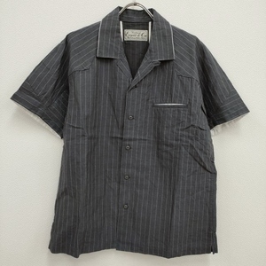 4-0419S♪EESETT&Co. 新品 OPEN COLLAR SHIRT 定価30800円 36 ストライプ オープンカラー 半袖シャツ グレー イーセットアンドコー F94669