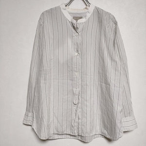 4-0429M∞MARGARET HOWELL 578-0253617 PJ STRIPE COTTON SILK ブラウス シャツ 2020 ライトグレー ホワイト マーガレットハウエル 233891