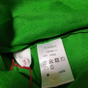 4-0429M∞YARRA 新品 リトアニアリネン 定価10780円 ブラウス シャツ グリーン ヤラ 228252の画像3