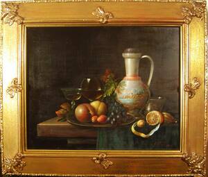 Art hand Auction [Auténtico garantizado] Felix Oskar Knapp/Realismo/Antiguo/Pintura original/Enmarcado, Cuadro, Pintura al óleo, Naturaleza muerta