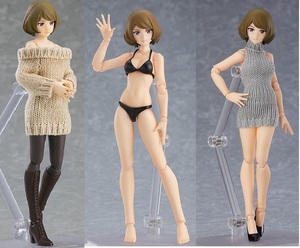 figma 495 505 574 女性body(チアキ) ３種セット( 水着 / バックレスセーターコーデ / with オフショルセーターワンピ）