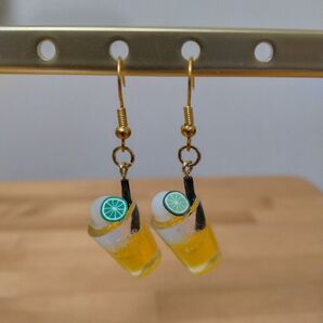 ハンドメイド ピアス フロート レモン風
