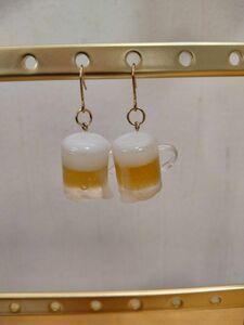 ハンドメイド　ピアス　ビール⑤